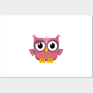 Cute Pink Owl Posters and Art